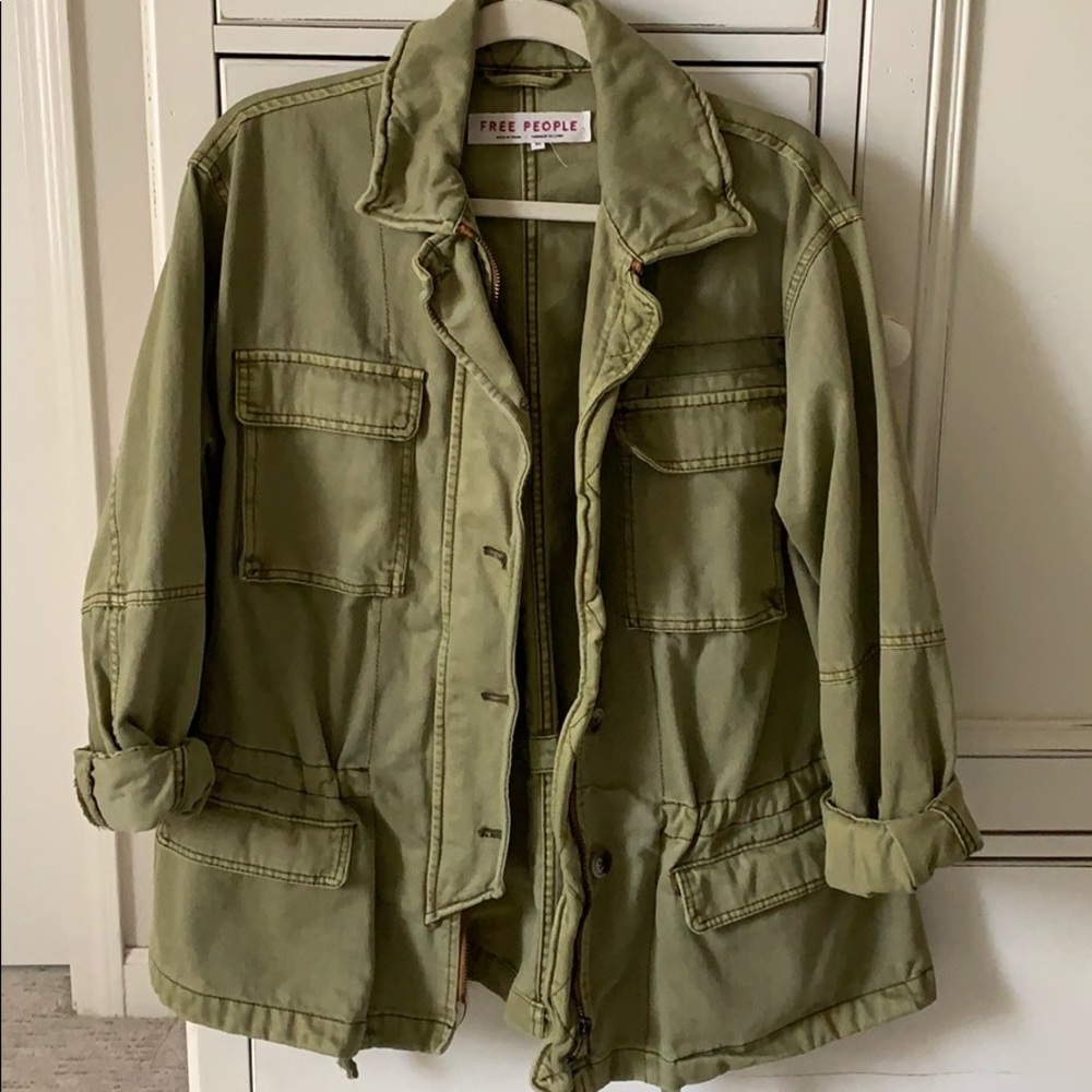Oversized green Free People utility jacket